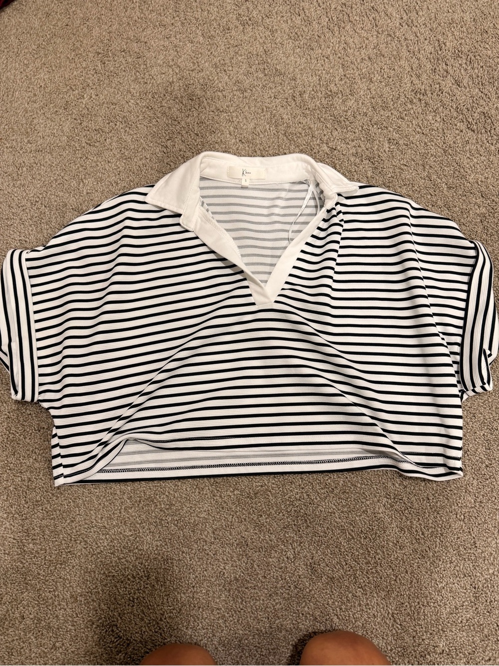 NWT Klesis Striped Cropped Polo crop top